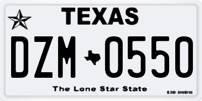 TX license plate DZM0550