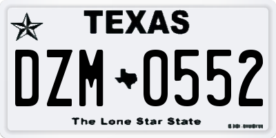 TX license plate DZM0552