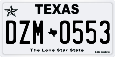 TX license plate DZM0553