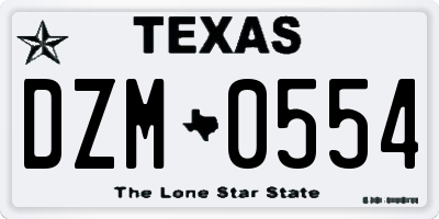 TX license plate DZM0554