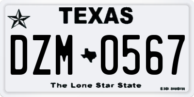 TX license plate DZM0567