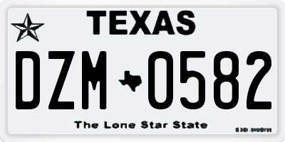 TX license plate DZM0582