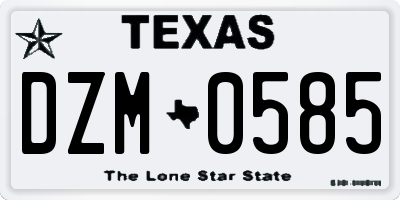 TX license plate DZM0585