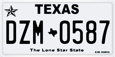 TX license plate DZM0587