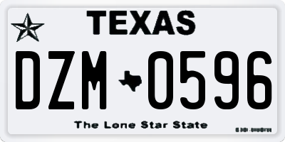 TX license plate DZM0596