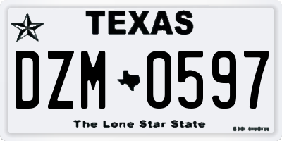 TX license plate DZM0597