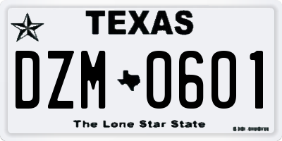 TX license plate DZM0601
