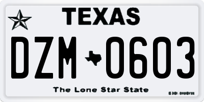 TX license plate DZM0603