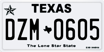 TX license plate DZM0605