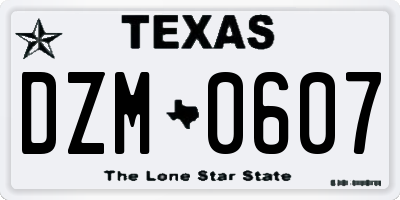 TX license plate DZM0607