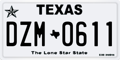 TX license plate DZM0611