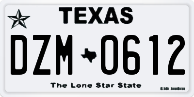 TX license plate DZM0612