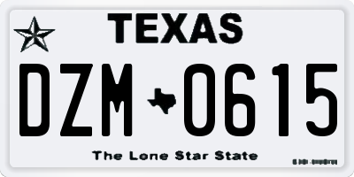 TX license plate DZM0615