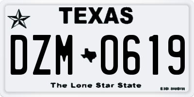 TX license plate DZM0619