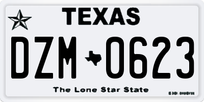 TX license plate DZM0623