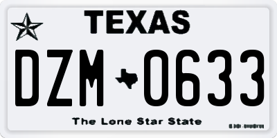 TX license plate DZM0633
