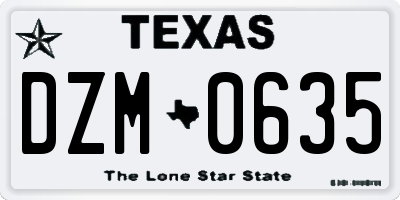 TX license plate DZM0635