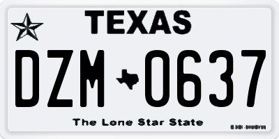 TX license plate DZM0637