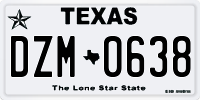TX license plate DZM0638