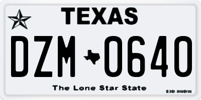 TX license plate DZM0640