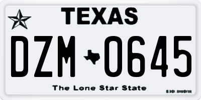 TX license plate DZM0645