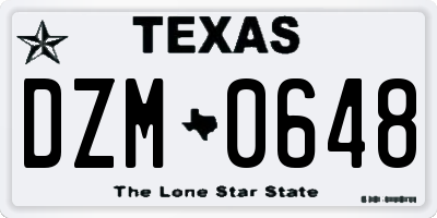 TX license plate DZM0648