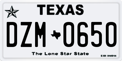 TX license plate DZM0650