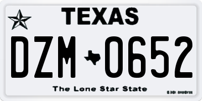 TX license plate DZM0652