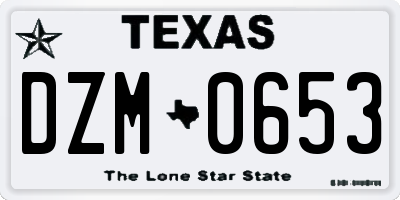 TX license plate DZM0653