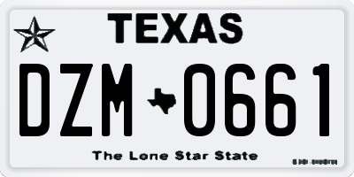 TX license plate DZM0661