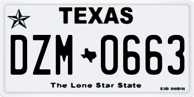 TX license plate DZM0663