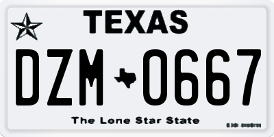 TX license plate DZM0667