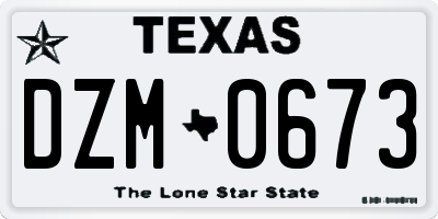 TX license plate DZM0673