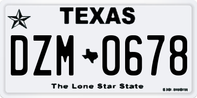 TX license plate DZM0678