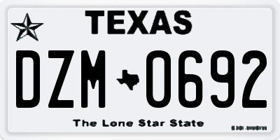TX license plate DZM0692