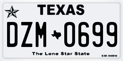 TX license plate DZM0699