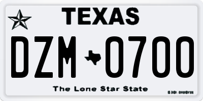 TX license plate DZM0700