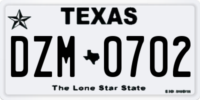 TX license plate DZM0702