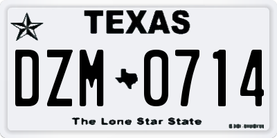 TX license plate DZM0714