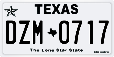 TX license plate DZM0717