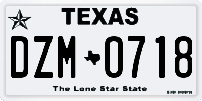 TX license plate DZM0718