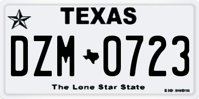 TX license plate DZM0723