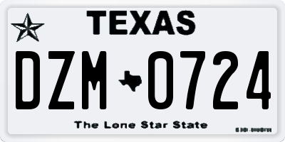 TX license plate DZM0724