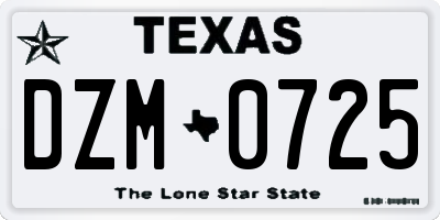 TX license plate DZM0725