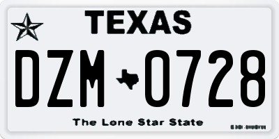 TX license plate DZM0728