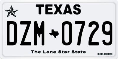 TX license plate DZM0729