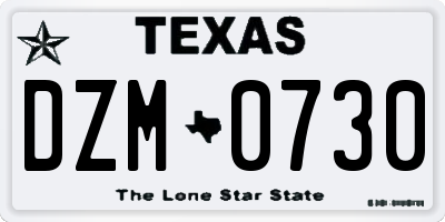 TX license plate DZM0730