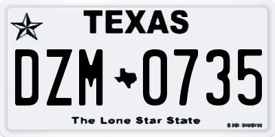 TX license plate DZM0735