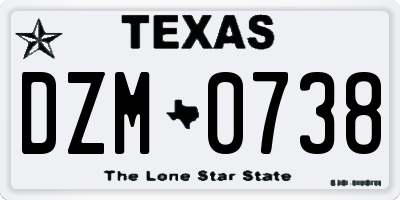 TX license plate DZM0738