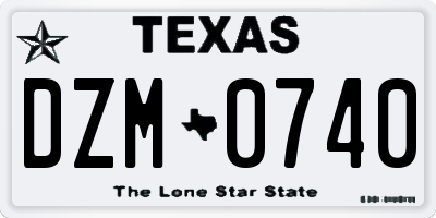 TX license plate DZM0740